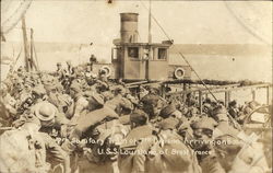 Sanitary Train of 7th Division Arriving on Boat U.S.S. Louisiana, at Brest France Postcard