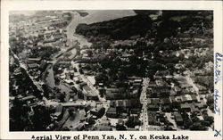 Aerial View of Town on Keuka Lake Penn Yan, NY Postcard Postcard Postcard