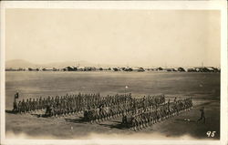 Four Lines of Soldiers Marching on Field Postcard