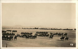 Soldiers on Horseback in Formation on Large Field Postcard