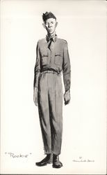 Soldier in Uniform and Hat, Standing World War II Postcard Postcard Postcard