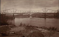 Bridge Above River with Oncoming Vessel Postcard