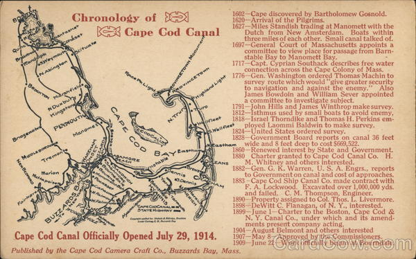 Chronology of Cape Cod Canal Massachusetts