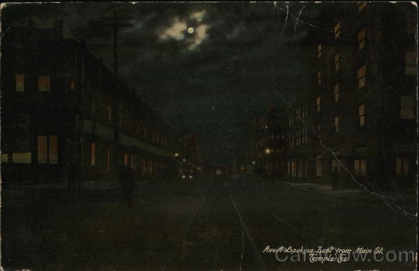 Avenue A looking East from Main Street at Night Temple Texas