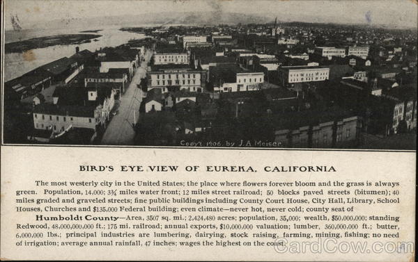 Bird's Eye View of Town Eureka California