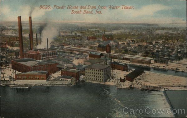 Power House and Dam from Water Tower South Bend Indiana