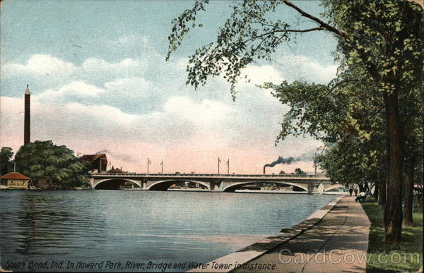 Howard Park, River, Bridge and Water Tower South Bend Indiana