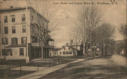 Coe's Hotel and Lower Main Street Postcard