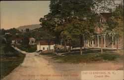 Street Scene showing Post Office - Catskill Mountains Postcard