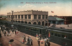 Electric Train Arriving Venice, CA Postcard Postcard Postcard