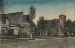 M. E. and Episcopal Churches Huron, SD Postcard Postcard Postcard