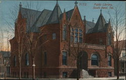 Street View of Public Library Postcard