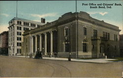 Post Office and Citizen's Bank South Bend, IN Postcard Postcard Postcard