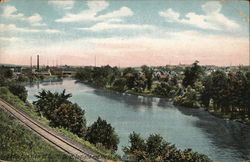 Bird's Eye View of Town and St. Joe River South Bend, IN Postcard Postcard Postcard