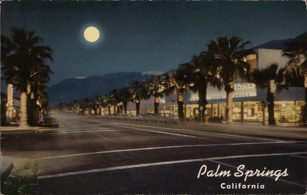 Picturesque Palm Canyon Drive at Night Palm Springs California
