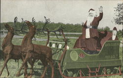 Santa Claus and His Reindeer Sleigh Postcard