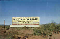 Welcome To Van Horn Texas Postcard Postcard