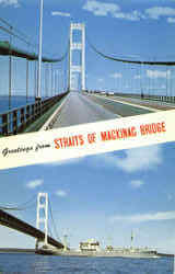 Greetings From Straits Of Mackinac Bridge Postcard