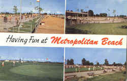 Having Fun At Metropolitan Beach Michigan Postcard Postcard