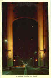 Mackinac Bridge At Night Postcard