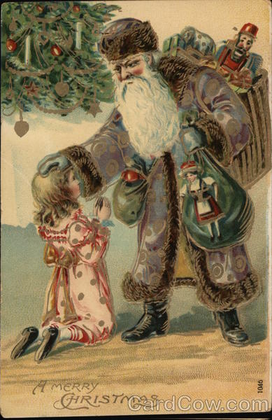 Santa in Purple Robe with Girl Santa Claus
