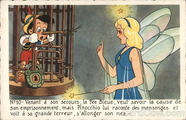 Fairy Talking To Pinocchio, Who is Locked in Cage Disney
