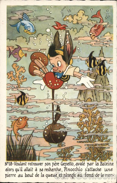 Pinocchio Underwater with Fish and Coral Disney