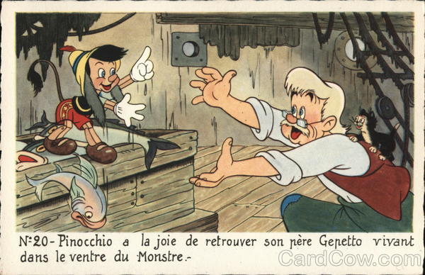 Pinocchio and Gepetto, Arms Open to Greet Each Other