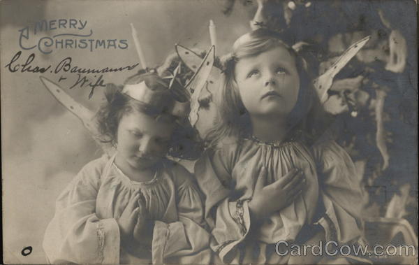 Two Children in Robes with Wings Angels