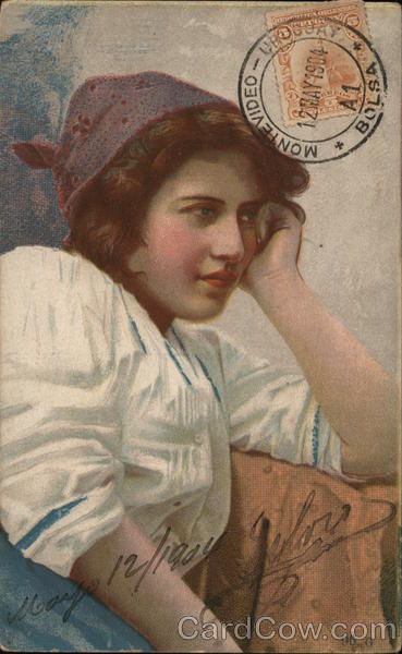 Woman in Kerchief Resting Head on Her Hand Women