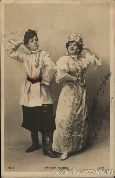 Danses Russes - Man and Woman in Ornate Costumes Posing