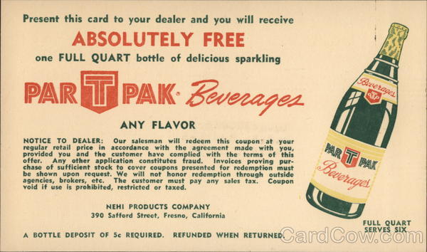 ParTPak Beverages - Green Labeled Bottle Advertising