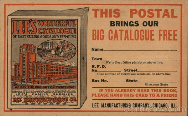 Drawing of Lee's Wonderful Catalogue, Large Building on Cover