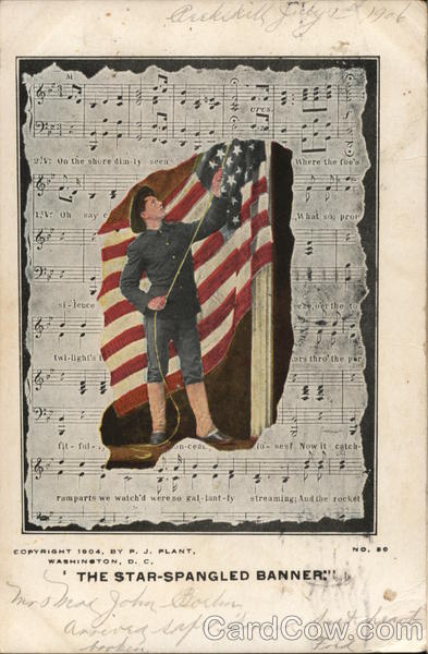 Soldier with Flag Overlay on Sheet Music Patriotic