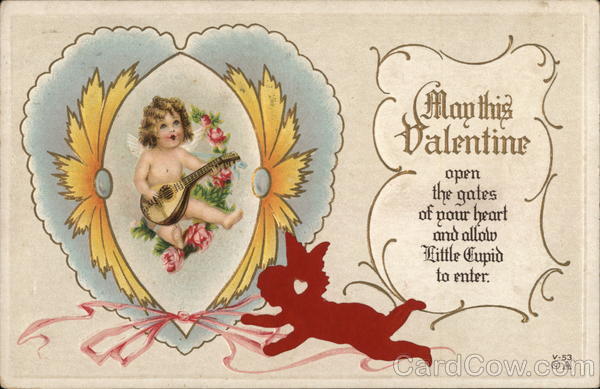 Child Angel Playing Mandolin and Singing Cupid