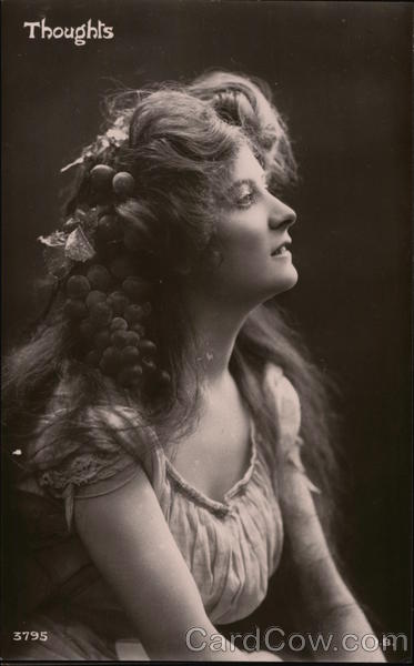 Thoughts: Young Woman with Grapes in Her Long Hair
