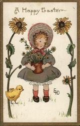 A Happy Easter With Children Postcard Postcard