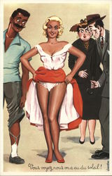 Blond Woman Lifting Her Skirts While Others Look Swimsuits & Pinup Postcard Postcard