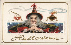 Halloween - Witch in Pointed Hat Wearing Green and Red Cape Halloween - Witch in Pointed Hat Wearing Green and Red Cape
