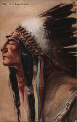 Chief Eagle Feather Native Americana Postcard Postcard