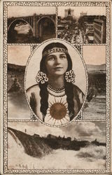 Native American Woman Center Inset, Five Photos Surrounding Her Native American Woman Center Inset, Five Photos Surrounding Her