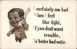 I certainly am bad.... Black Americana Postcard Postcard Postcard