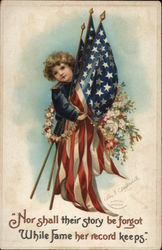 Nor shall their story be forgot While Fame her record keeps. Postcard