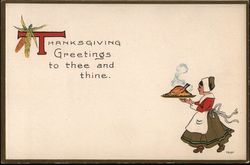 Thanksgiving Greetings to thee and thine. Pilgrims Postcard Postcard