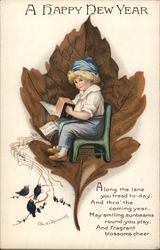 A Happy New Year with Boy playing Accordian while Seated A Happy New Year with Boy playing Accordian while Seated