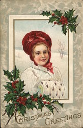 Christmas Greetings Children Postcard Postcard