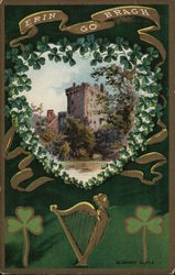 Blarney Castle Through Heart-Shaped Shamrock Frame St. Patrick's Day Postcard Postcard
