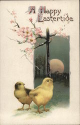 A Happy Eastertide With Chicks Postcard Postcard