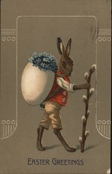 Bunny Carrying Flowers in Eggshell on its Back Bunny Carrying Flowers in Eggshell on its Back