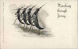 Marching through Jersey Postcard